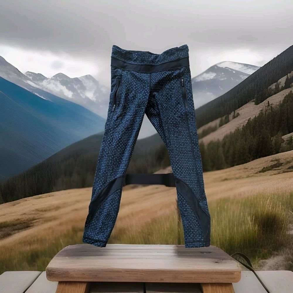 Lululemon Inspire Tight I‎ 7/8 Shatter Weave Teal Alberta Lake Black Size 6